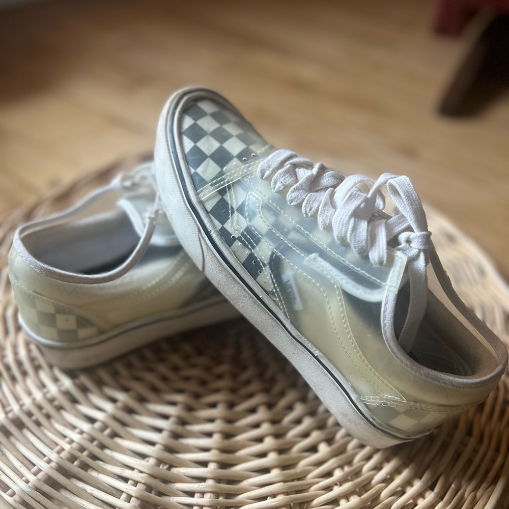 Vans Men ComfyCush Slip-Skool Transparent Checkerboard Skate Shoes Sz 8.0